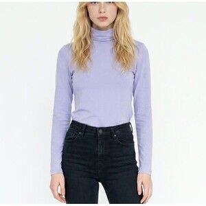 J Crew Womens Purple Knit Cotton Turtleneck Sweater Small